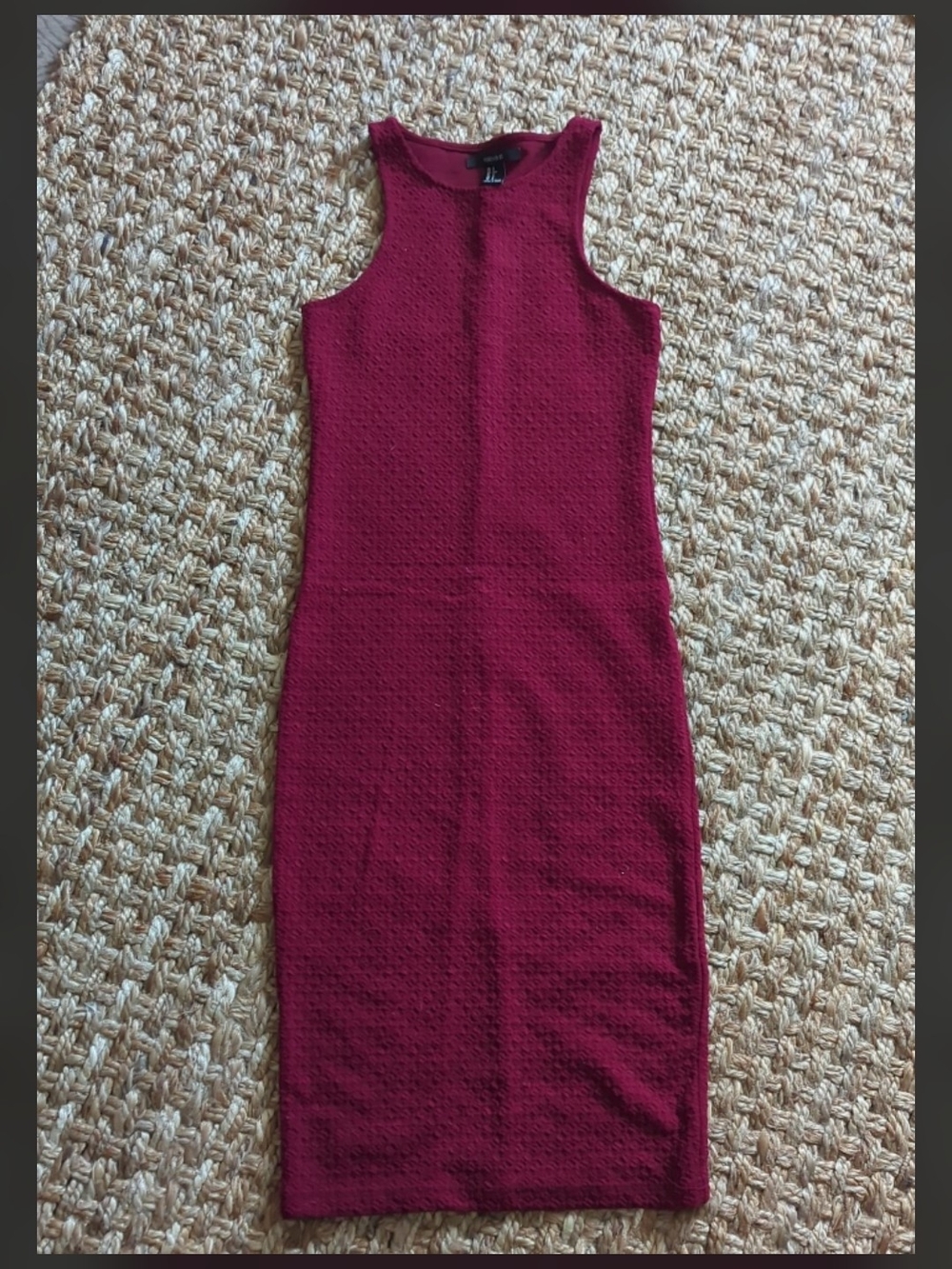 Forever 21 Y2K Burgundy Textured High Neck Bodycon Mini Dress Size S